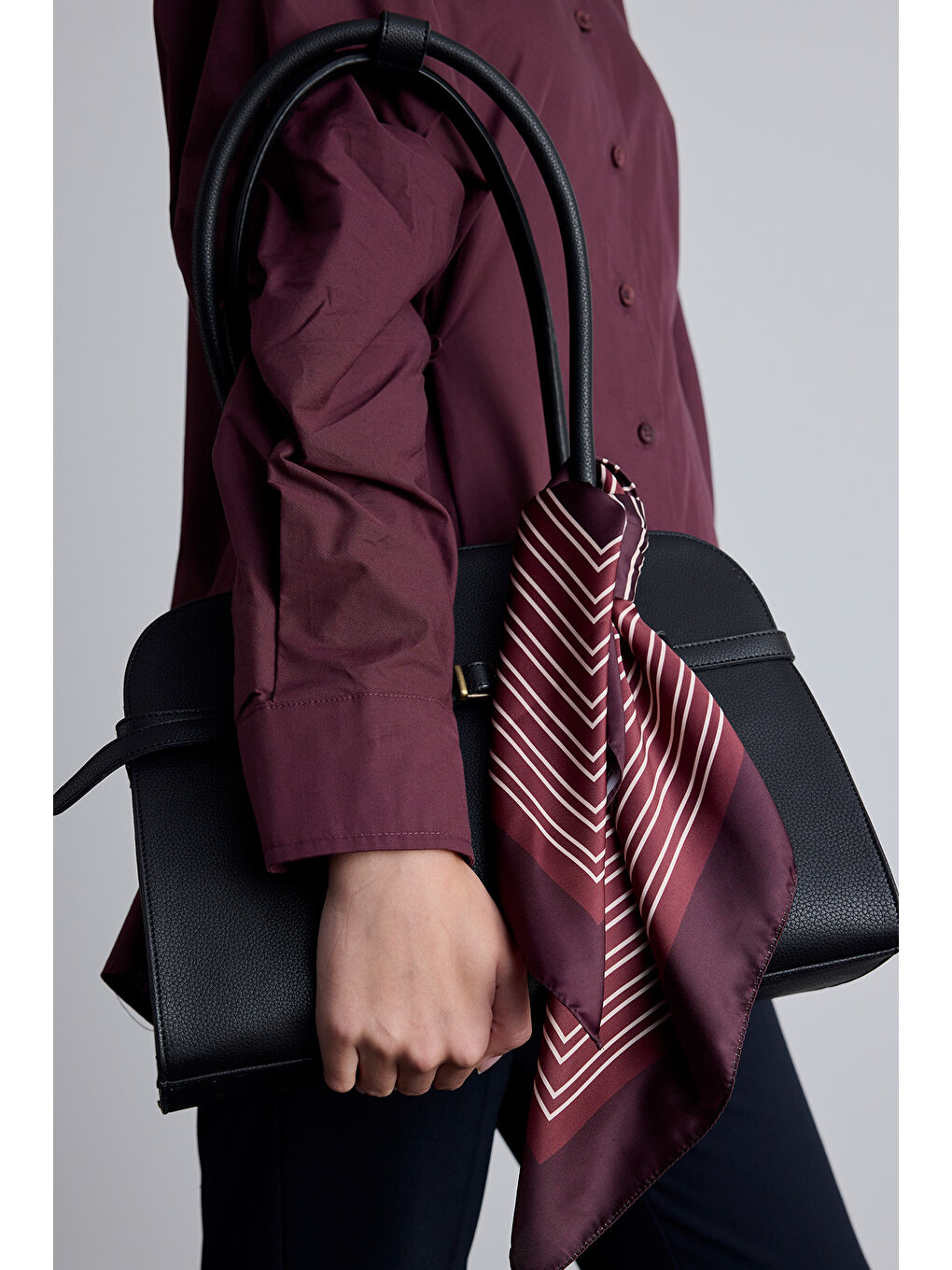 Desenli Saten Boyun Fuları Classıc- Bordo-2