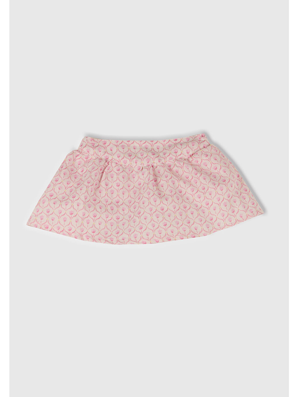 Bebek Toz Pembe Tamamı Desenli Beli Bantlı Külot Detaylı Etek