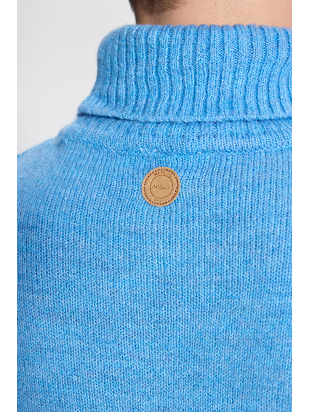 Erkek Mavi Standart Fit Normal Kesim Tam Balıkçı Yaka Triko-4