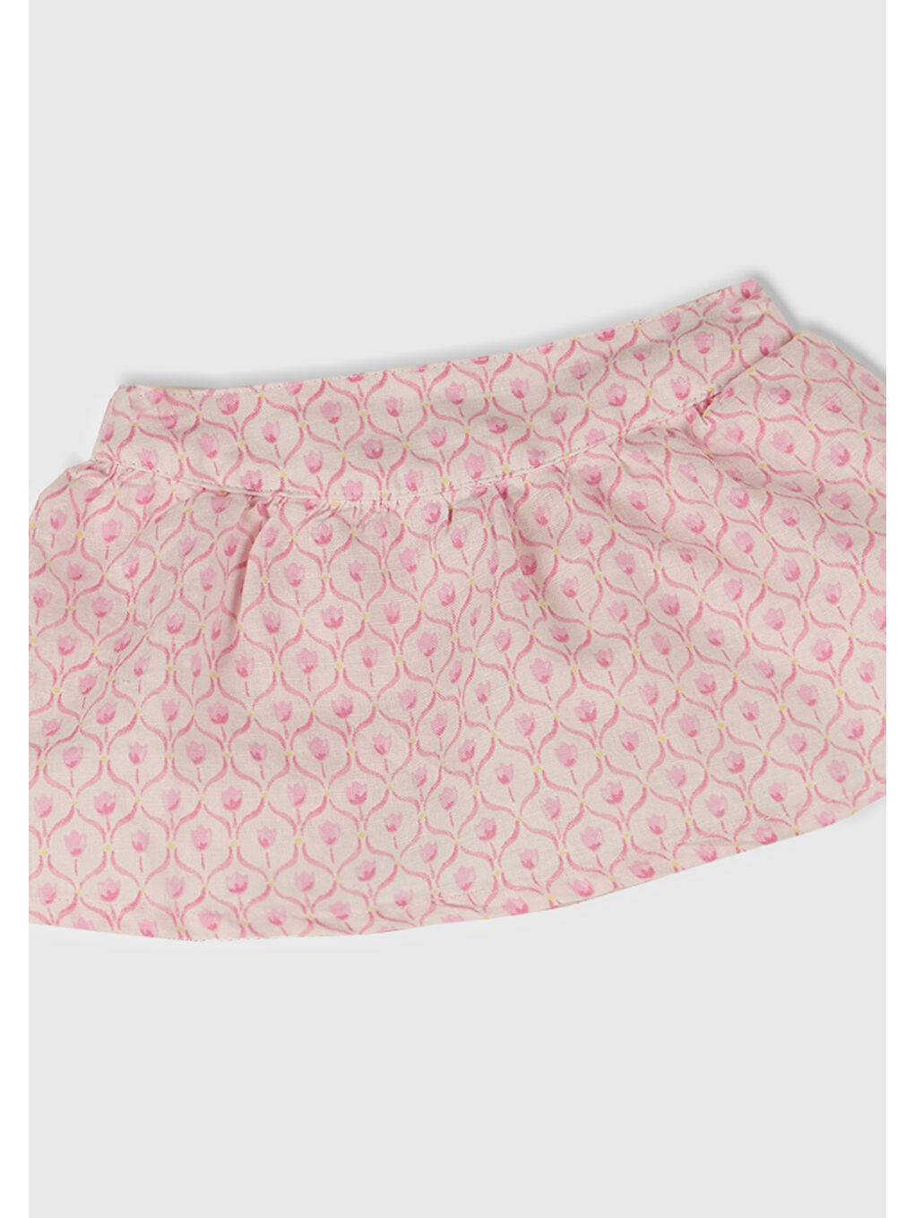 Bebek Toz Pembe Tamamı Desenli Beli Bantlı Külot Detaylı Etek-1