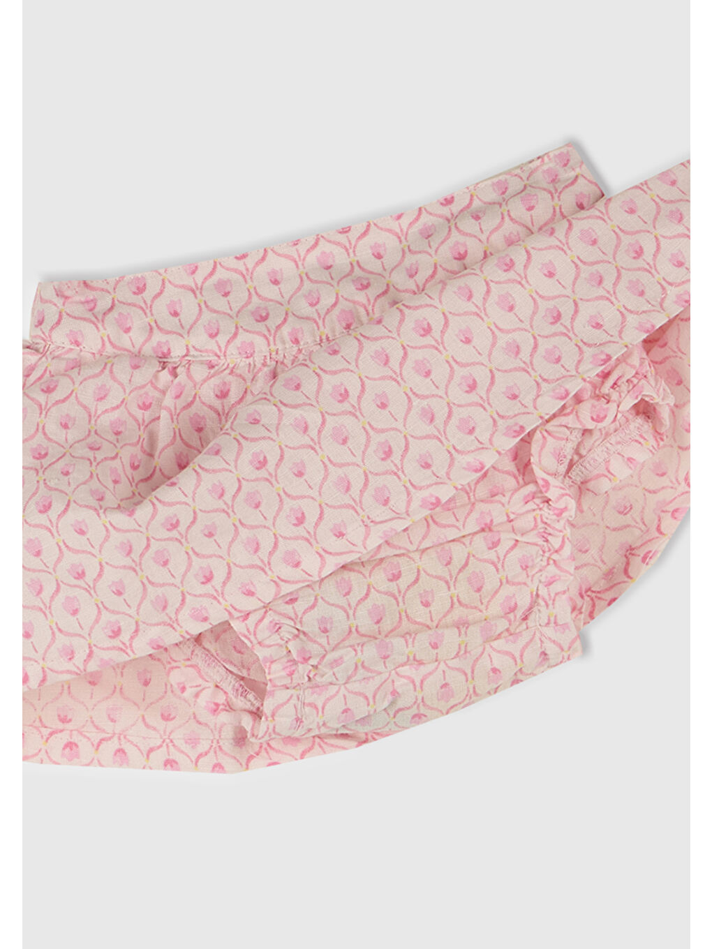 Bebek Toz Pembe Tamamı Desenli Beli Bantlı Külot Detaylı Etek-2