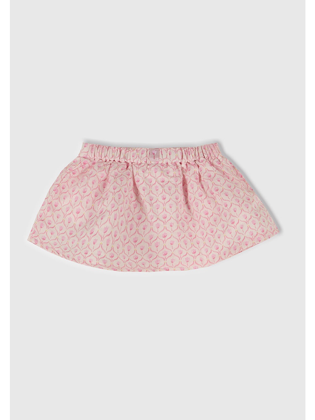 Bebek Toz Pembe Tamamı Desenli Beli Bantlı Külot Detaylı Etek-3