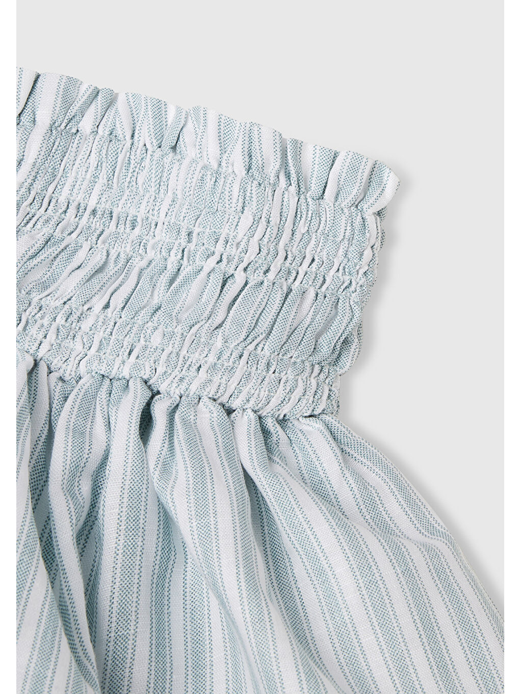 Kız Çocuk Yeşil Keten Karışımlı Tamamı Desenli Beli Büzgülü Katlı Etek-2