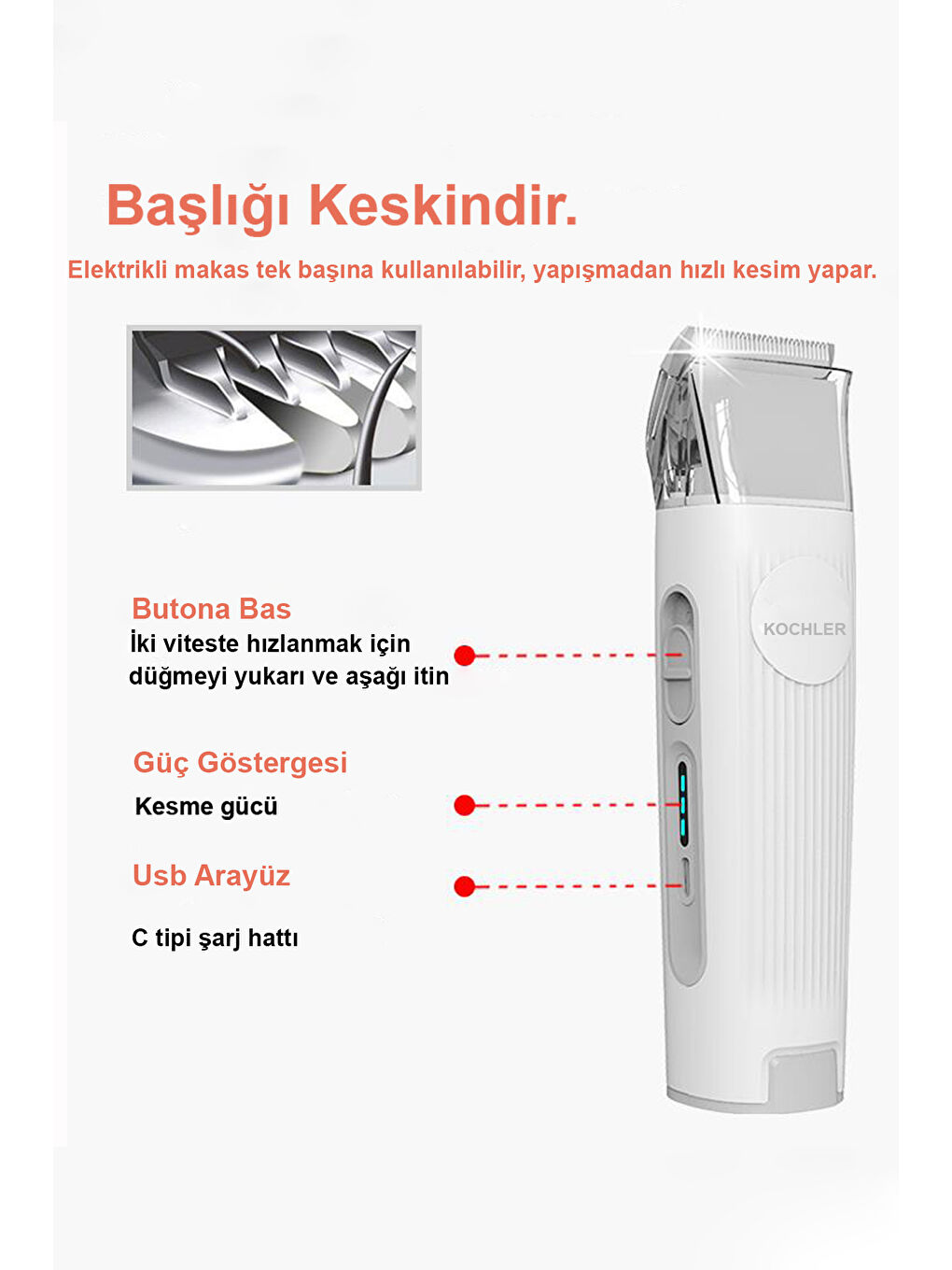 Profesyonel Kedi Köpek Hayvan Tüy Bakım Seti - Elektrikli Vakum-şarjlı Tıraş Ve Tüy Toplama Makinesi-2