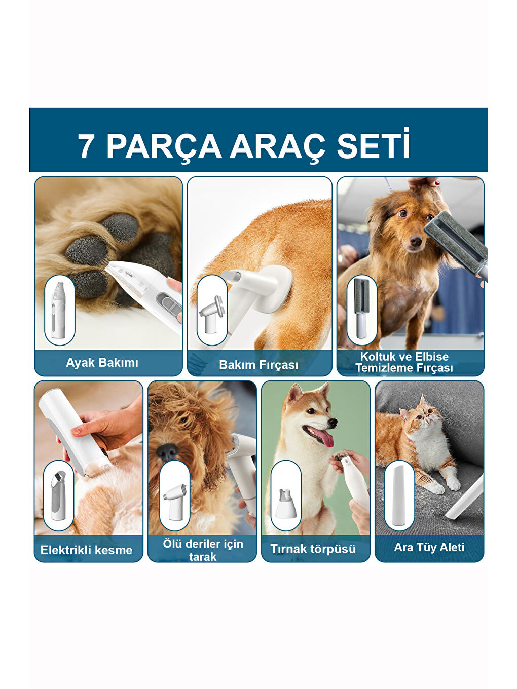 Profesyonel Kedi Köpek Hayvan Tüy Bakım Seti - Elektrikli Vakum-şarjlı Tıraş Ve Tüy Toplama Makinesi-4