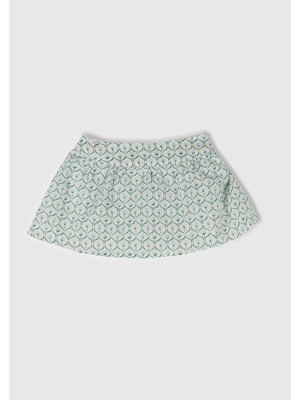 Bebek Buz Mavi Tamamı Desenli Beli Bantlı Külot Detaylı Etek