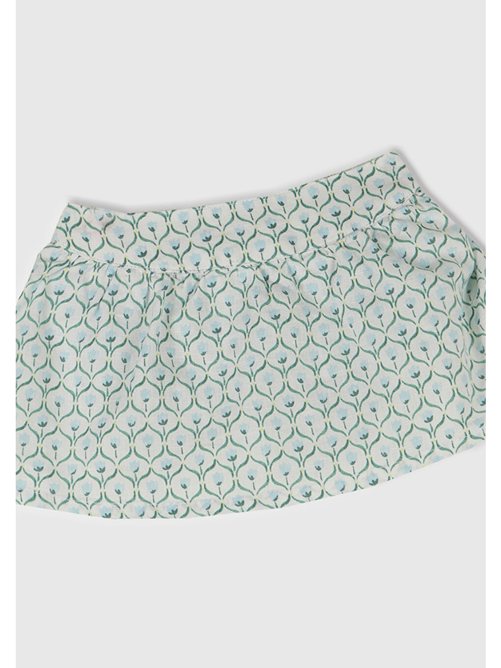 Bebek Buz Mavi Tamamı Desenli Beli Bantlı Külot Detaylı Etek-1