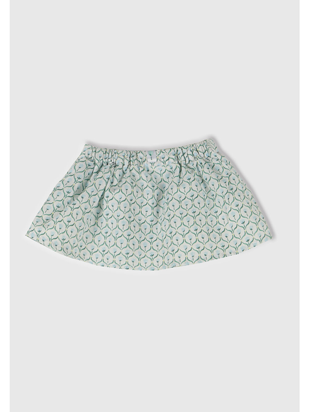 Bebek Buz Mavi Tamamı Desenli Beli Bantlı Külot Detaylı Etek-3