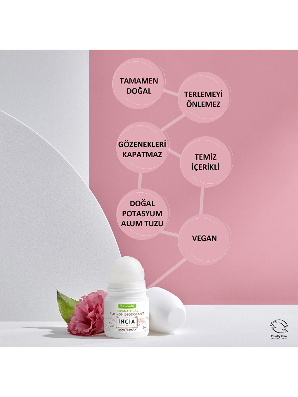 INCIA %100 Doğal Roll On Deodorant Kadınlar İçin Ter Kokusu Önleyici Lekesiz 50 ml - 3