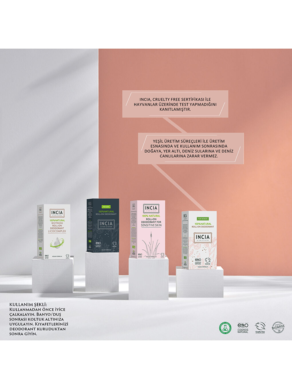 INCIA %100 Doğal Roll On Deodorant Kadınlar İçin Ter Kokusu Önleyici Lekesiz 50 ml - 4
