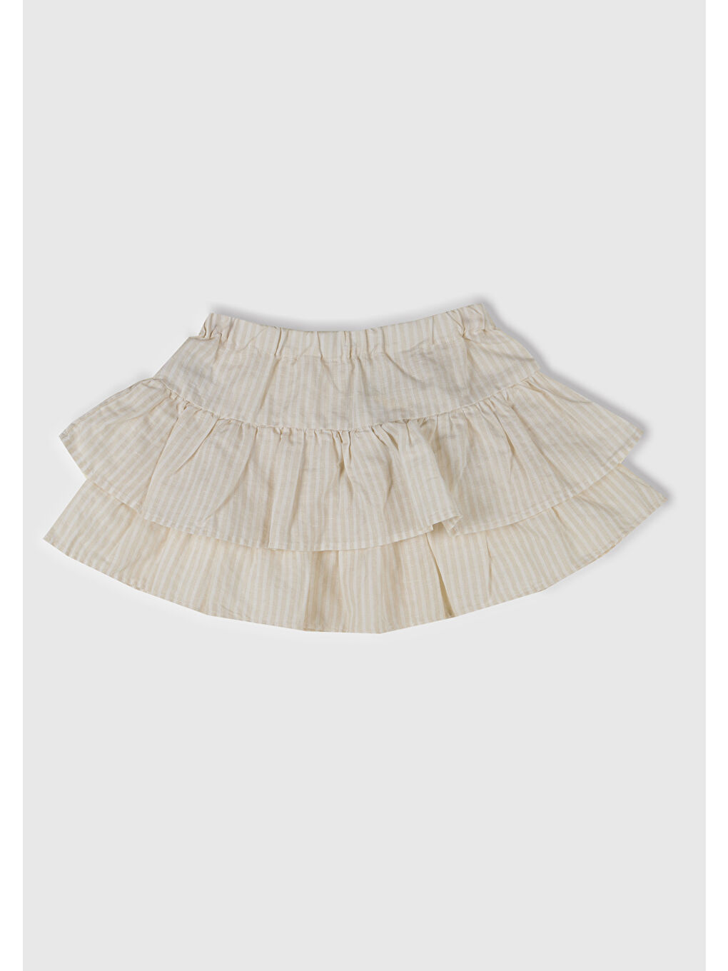 Kız Çocuk Ekru Tamamı Baskılı Beli Lastikli Katlı Etek