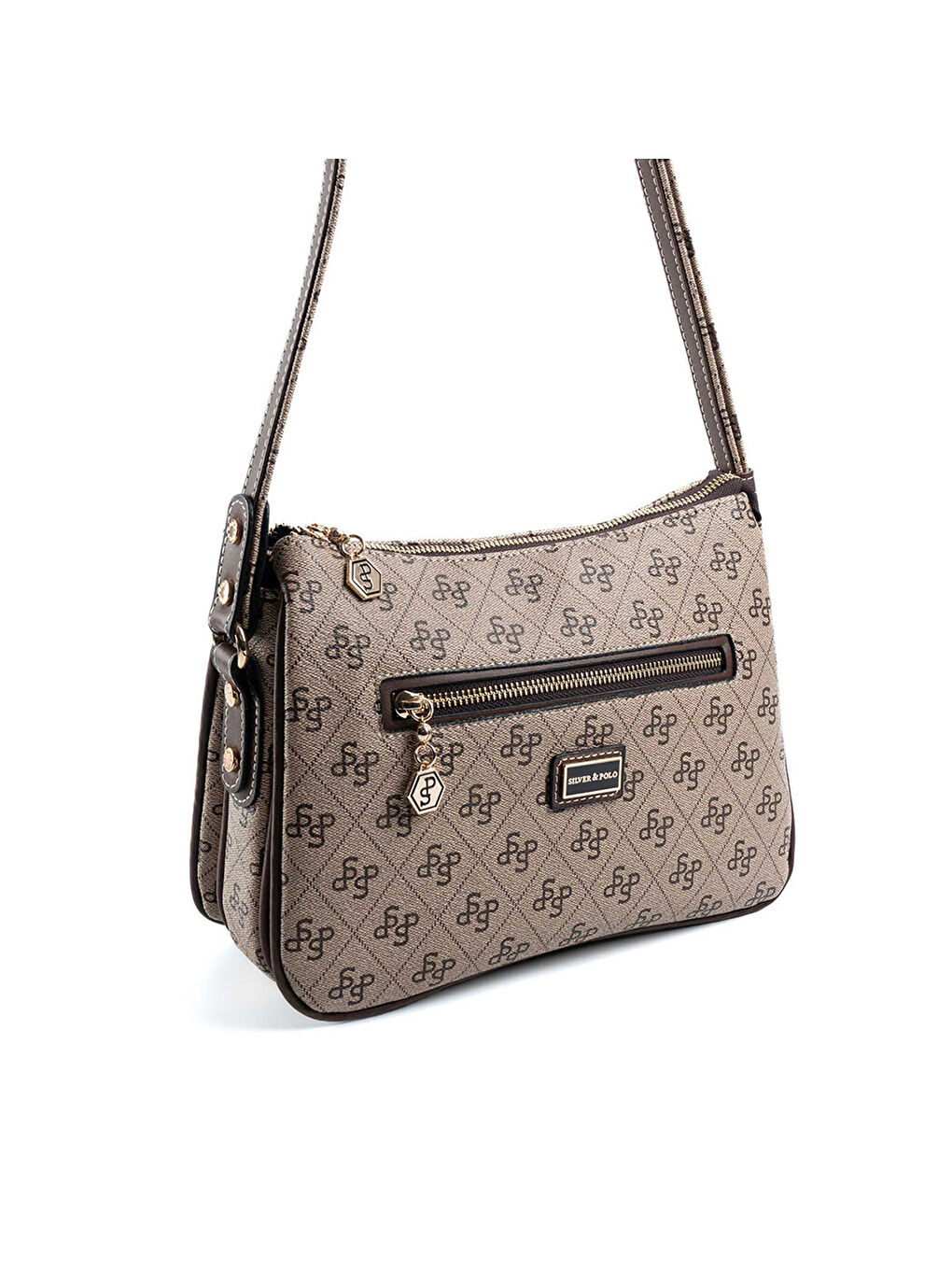 Bej Kadın Çapraz Çanta 818-47773 SILVER POLO M178 KOYU BEJ-MAT KAHVE-1