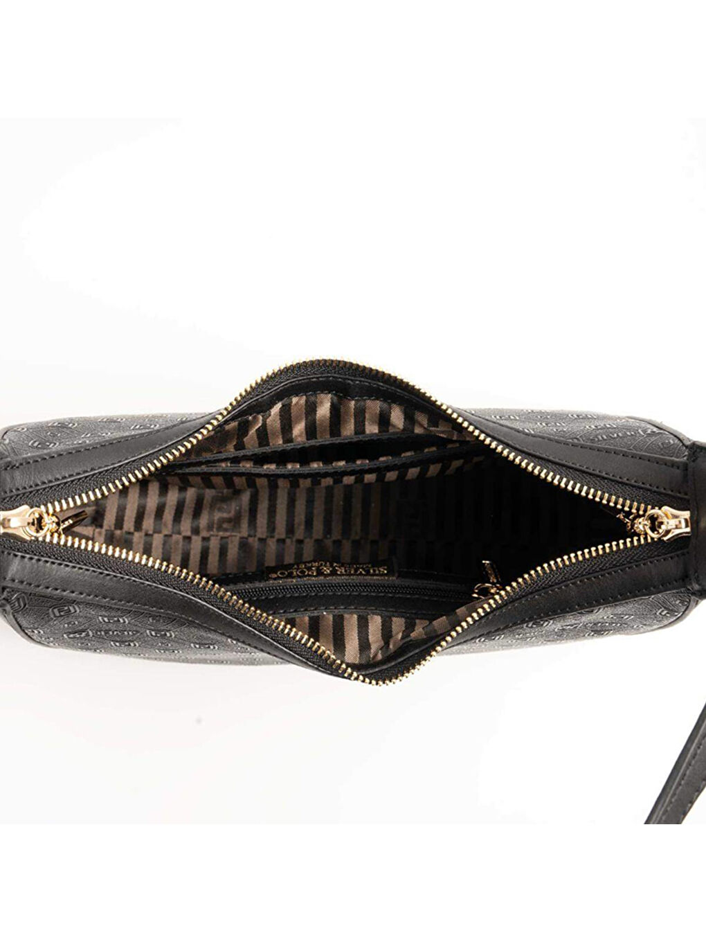 Gri Kadın Omuz Çantası 1187-46772 SILVER POLO BAYAN ÇANTASI M178 FÜME-MAT SİYAH-5