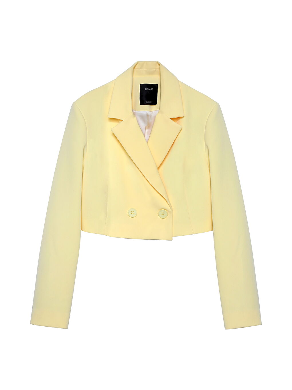 QUZU Kruvaze Crop Blazer Ceket Sarı