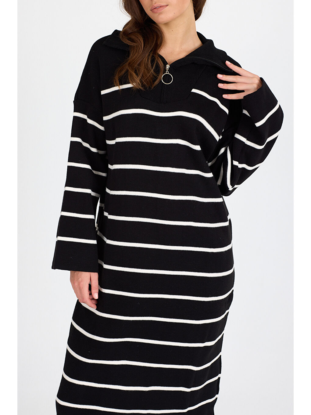 Siyah Kadın Uzun Triko Elbise 3112 (Standart Beden s-m-l-xl Beden Uyumludur)-3