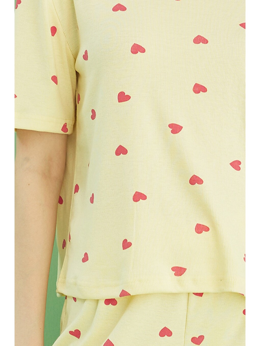 Sarı Fitilli Kaşkorse Örme Pijama Takım-1