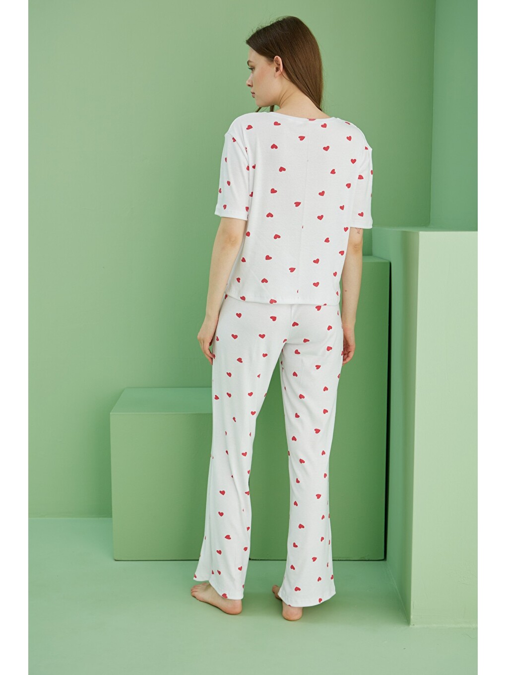 Beyaz Fitilli Kaşkorse Örme Pijama Takım-3