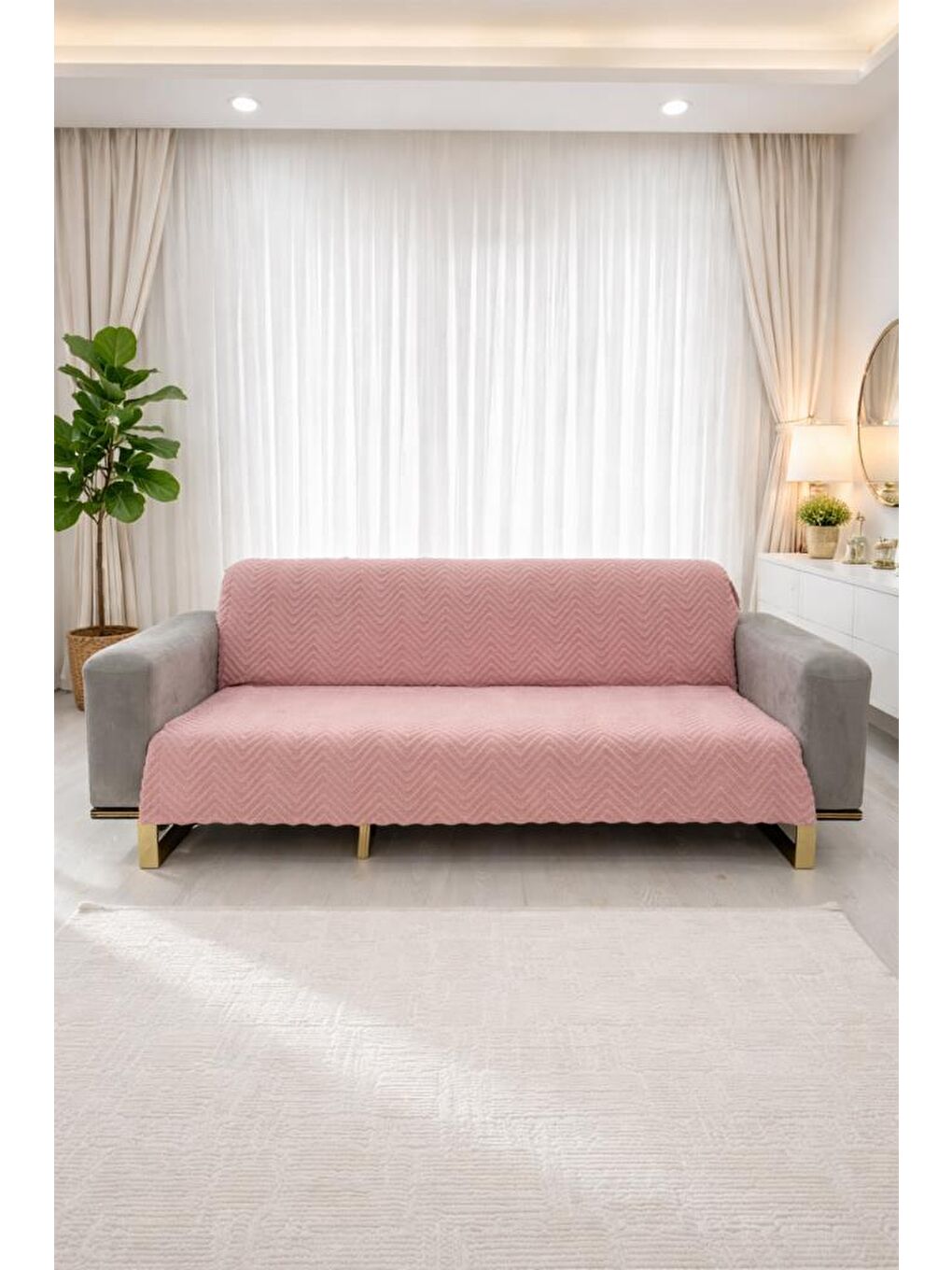 Pembe Teddy Wellsoft Koltuk Örtüsü 170x215 Cm Pudra