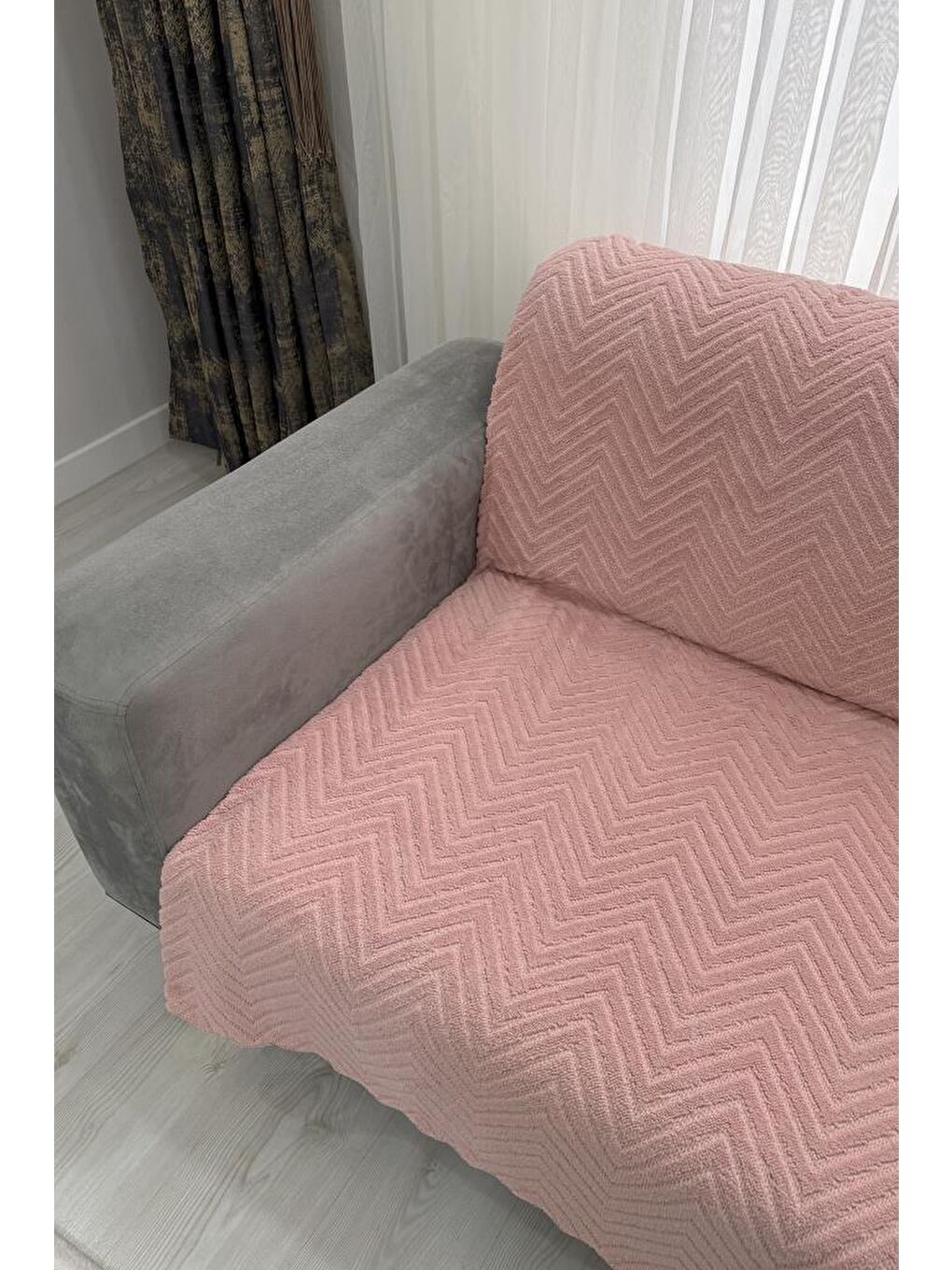 Pembe Teddy Wellsoft Koltuk Örtüsü 170x215 Cm Pudra-1