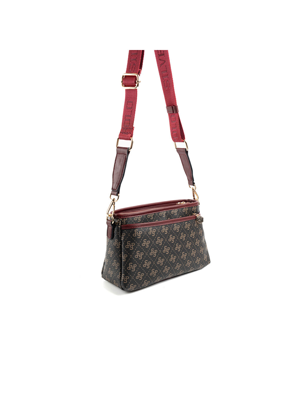 Kahverengi Kadın Çapraz Çanta 1184-48238 SILVER POLO ÇAPRAZ BAYAN ÇANTASI M178 KAHVE SARI-MAT BORDO-3