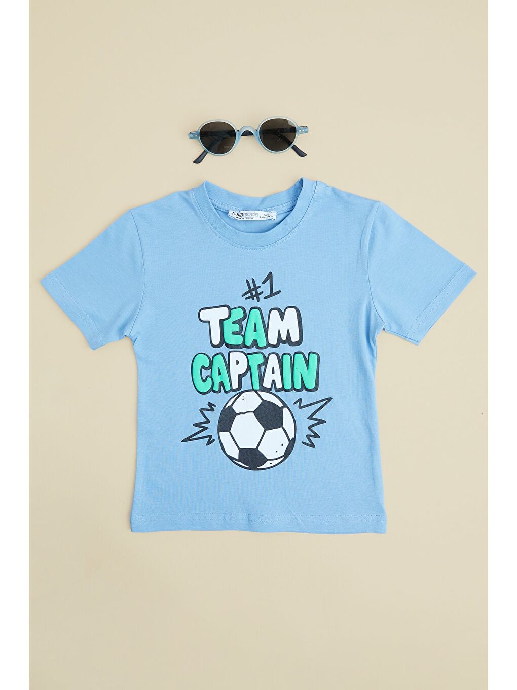 Mavi Team Captaın Yazı Baskılı Erkek Çocuk Tişört