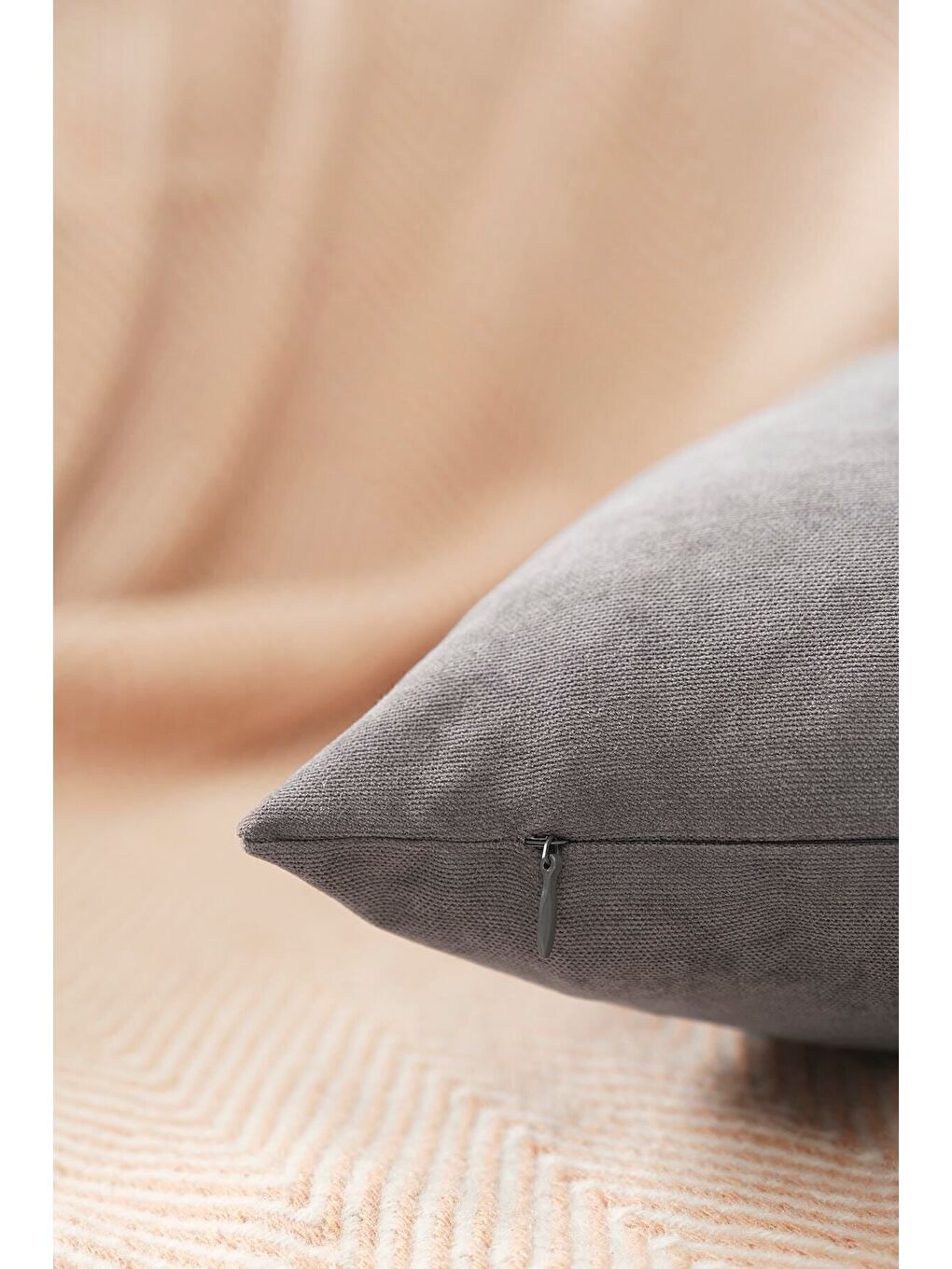 Panoroma Süet Dokulu Düz Punch (Panç) İçin Uygun Gri 30x50 Dekoratif Kırlent Kılıfı-1