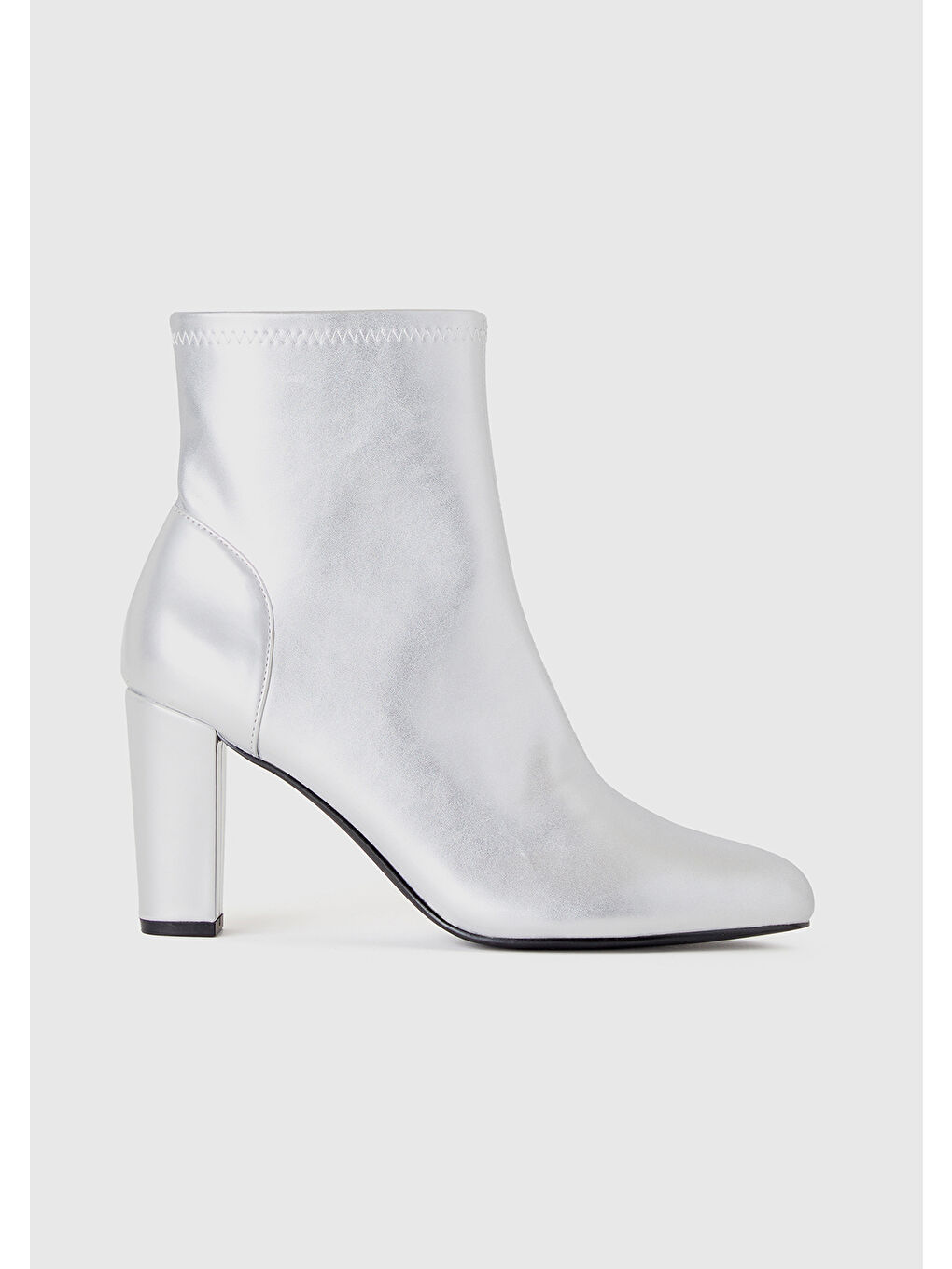 Gri Kadın Gümüş Sivri Burun Topuklu Bot