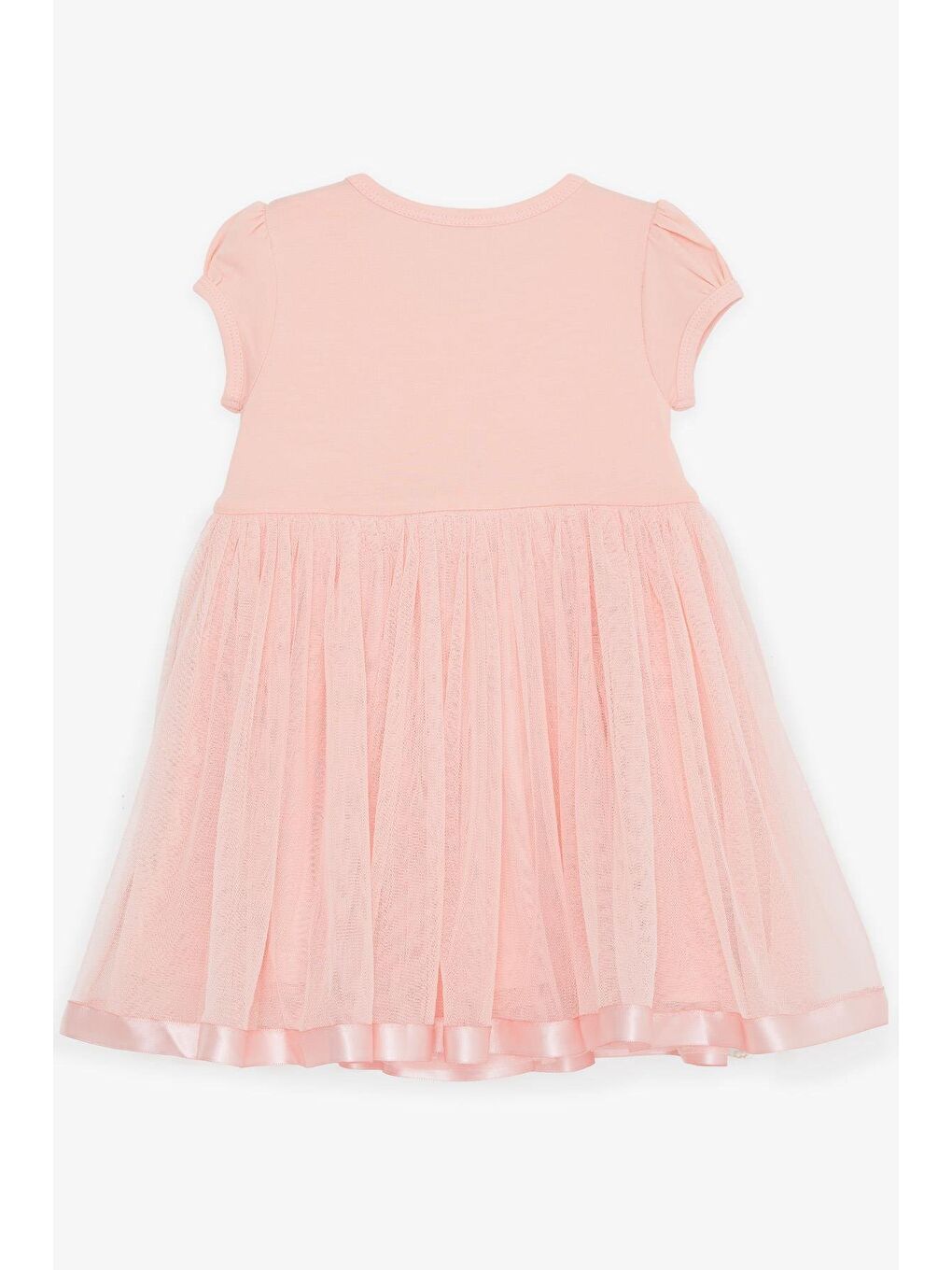 Pembe Kız Bebek Elbise Tüllü Fiyonklu Armalı Somon (1.5 Yaş)-1