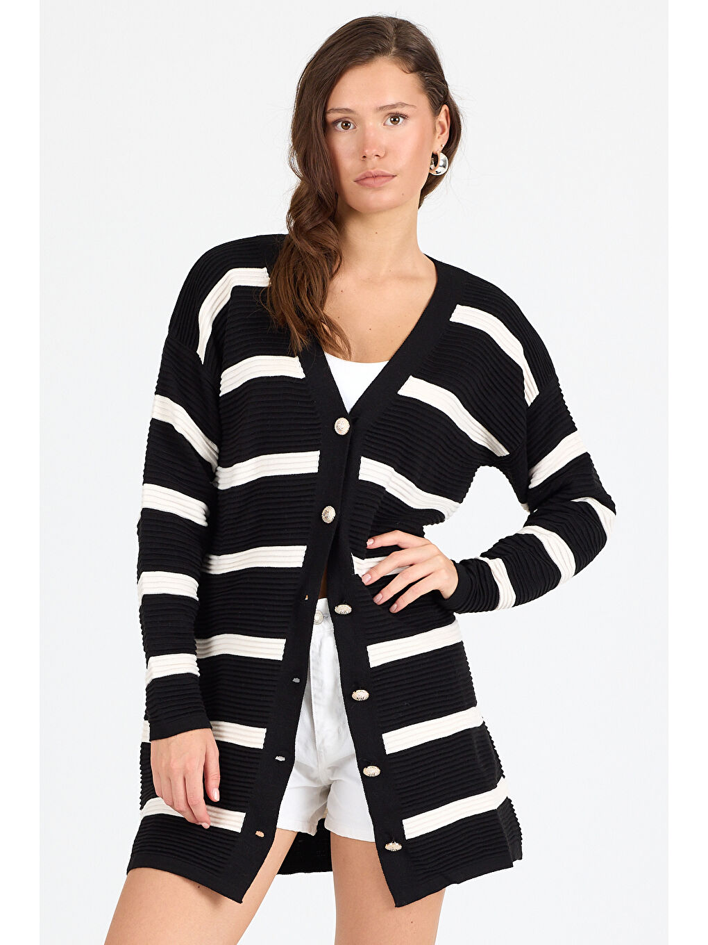 Siyah Kadın Triko Hırka 3090 (Standart Beden s-m-l-xl Beden Uyumludur)-1