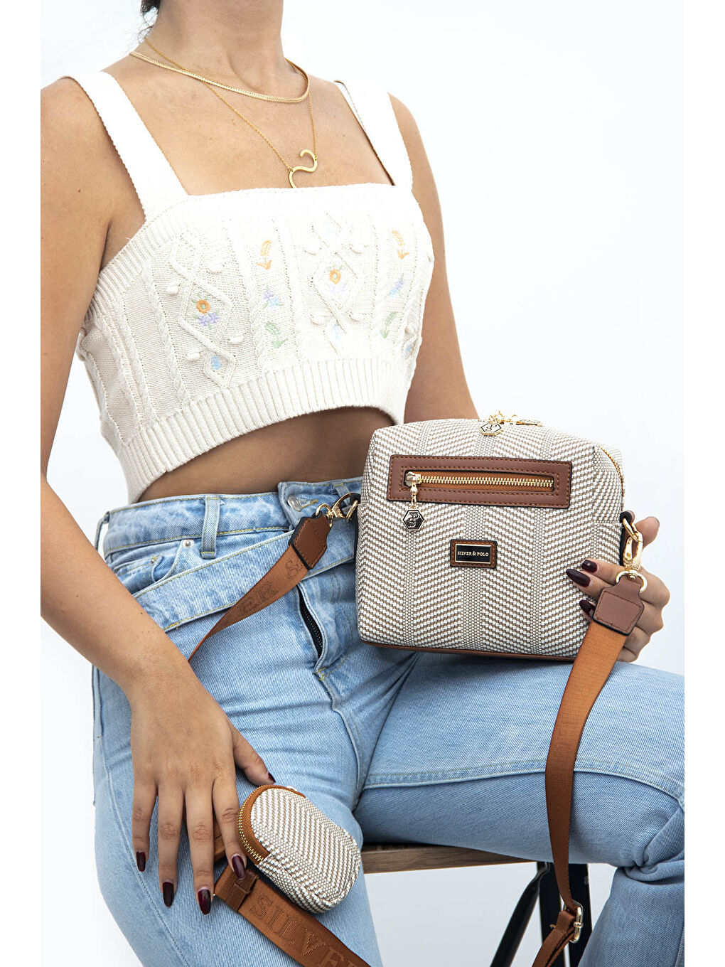 Bej Kadın Çapraz Çanta 1038-37829 SILVER POLO ÇAPRAZ BAYAN ÇANTASI M132 BEJ-MAT TABA-3