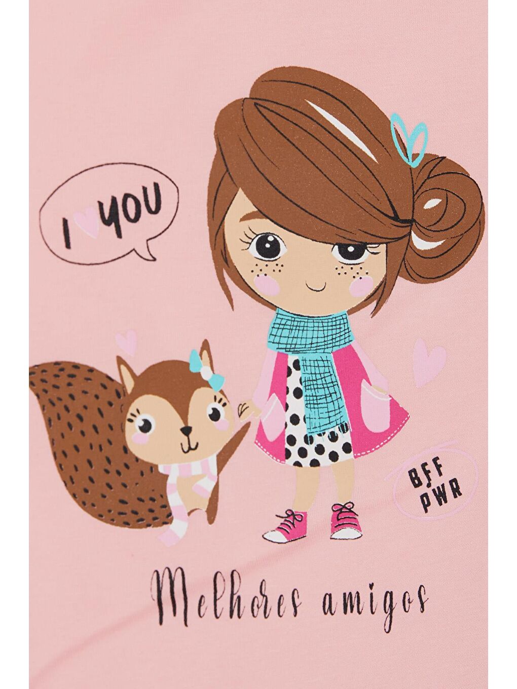 Kız Bebek Uzun Kollu Tişört Dostluk Temalı Kız Baskılı Pembe (1-4 Yaş)-3