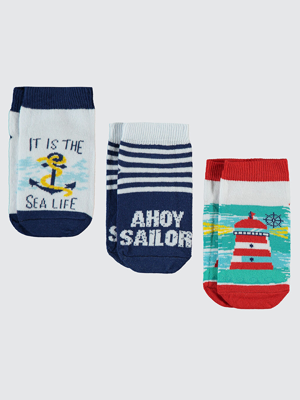 Boys Erkek Çocuk 3'lü Patik Çorap 2-12 Yaş Lacivert