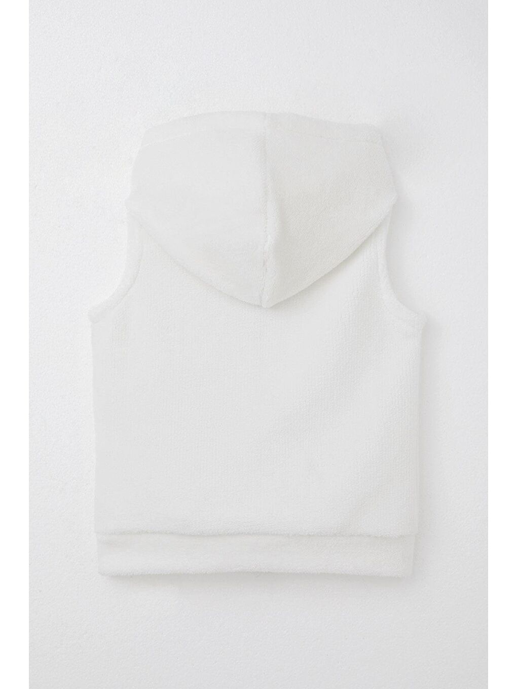 Kız Çocuk Polar Yelek Kalp Armalı Kapüşonlu Cepli Beyaz  3 8 Yaş-1