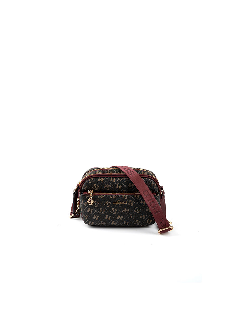 Kahverengi Kadın Çapraz Çanta 1162-48442 SILVER POLO ÇAPRAZ BAYAN ÇANTASI M178 KAHVE SARI-MAT BORDO-2