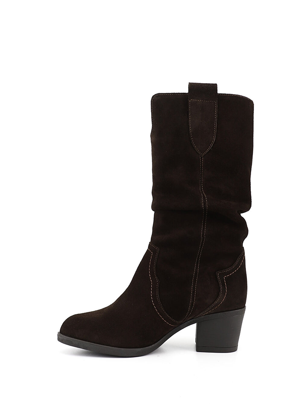 Kahverengi Kadın AÇIK KAHVERENGİ Kalın Topuklu Körüklü Hakiki Deri Çizme-3