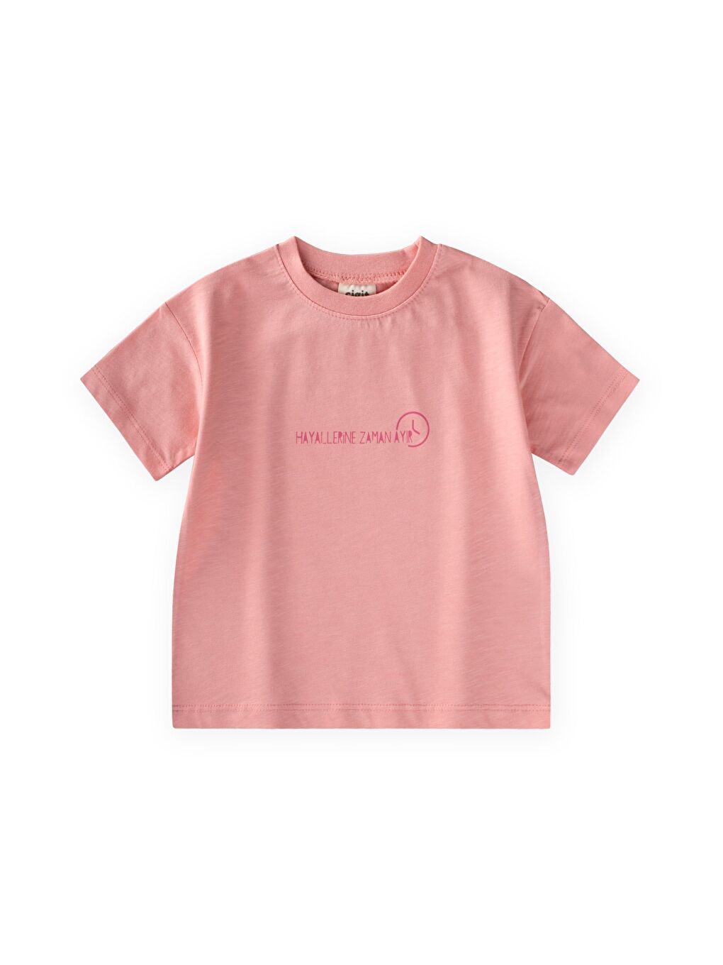 Slogan Baskılı T-Shirt 2-10 Yaş Pembe