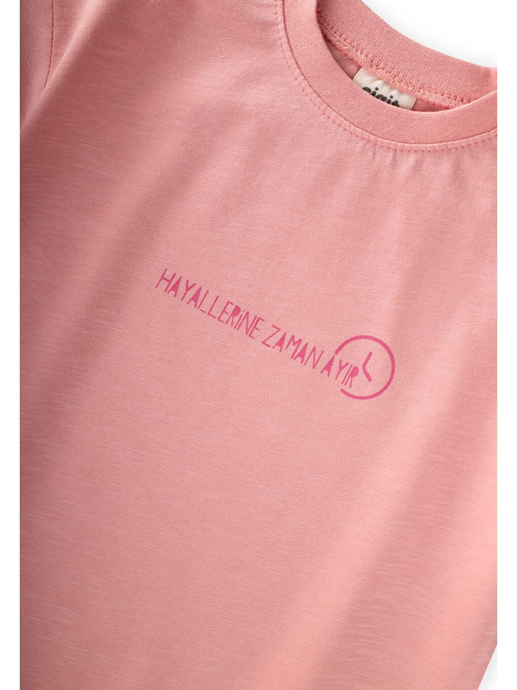 Slogan Baskılı T-Shirt 2-10 Yaş Pembe-2