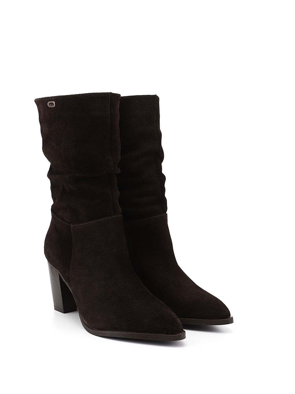 Kahverengi Kadın AÇIK KAHVERENGİ Sivri Burun Körüklü Kalın Topuklu Hakiki Deri Çizme-2