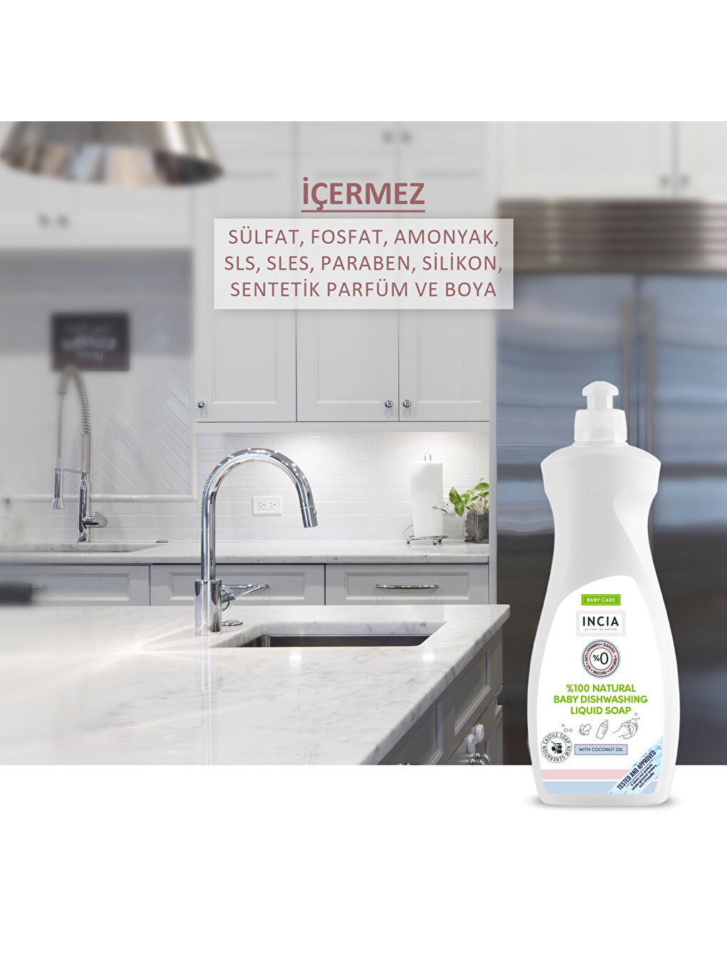 %100 Doğal Bebek Bulaşık Sabunu Bitkisel Emzik Biberon Temizleyici Vegan 500 ml-2