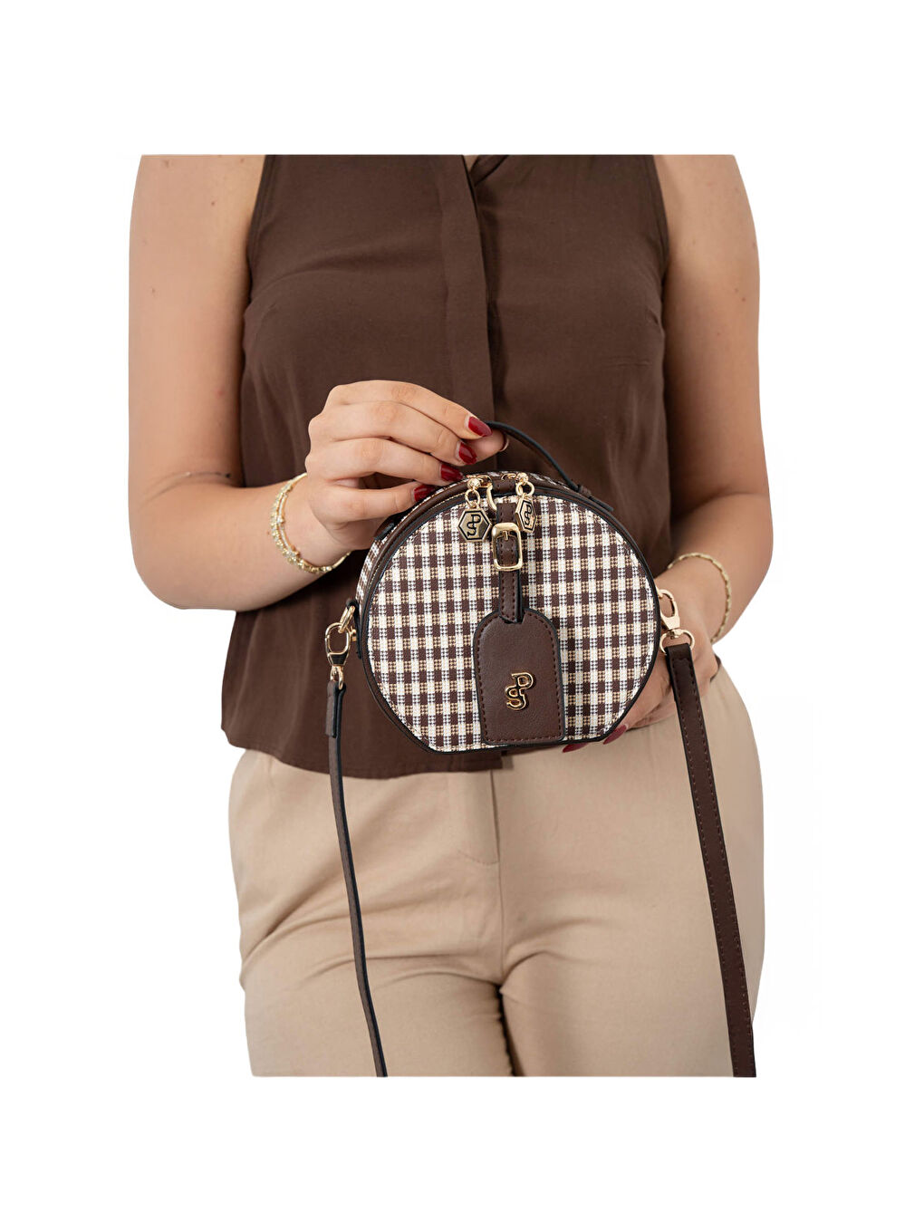 Kahverengi Kadın Çapraz Çanta 1163-47879 SILVER POLO ÇAPRAZ BAYAN ÇANTASI M191 KAHVE SARI-MAT KAHVE-1