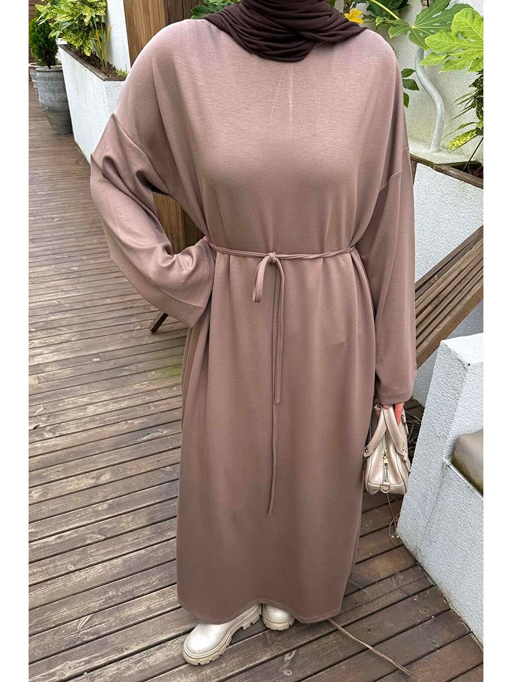 Kahverengi İki İplik Elbise Soft Kahve-2