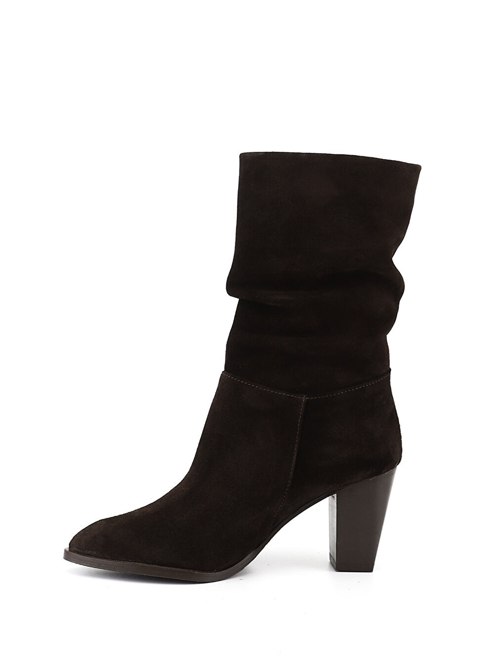 Kahverengi Kadın AÇIK KAHVERENGİ Sivri Burun Körüklü Kalın Topuklu Hakiki Deri Çizme-3