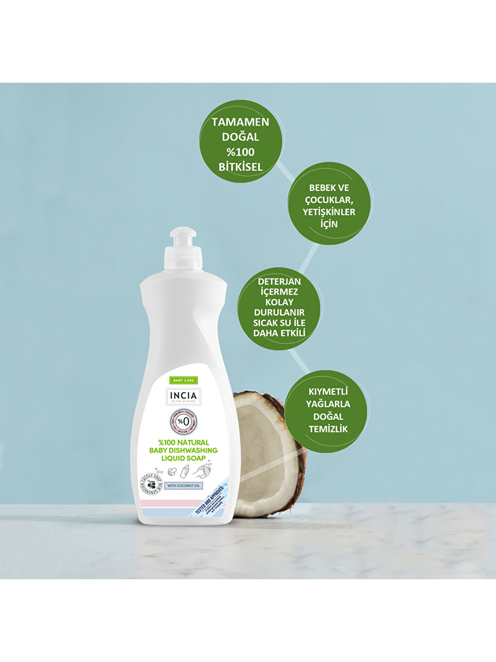 %100 Doğal Bebek Bulaşık Sabunu Bitkisel Emzik Biberon Temizleyici Vegan 500 ml-4