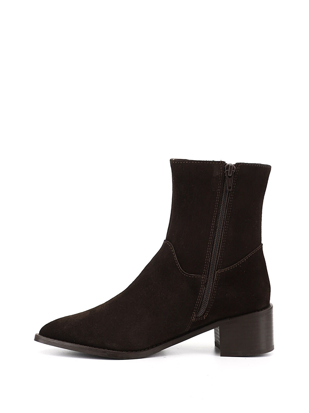 Kahverengi Kadın AÇIK KAHVERENGİ Fermuarlı Sivri Burun Hakiki Deri Bot-2