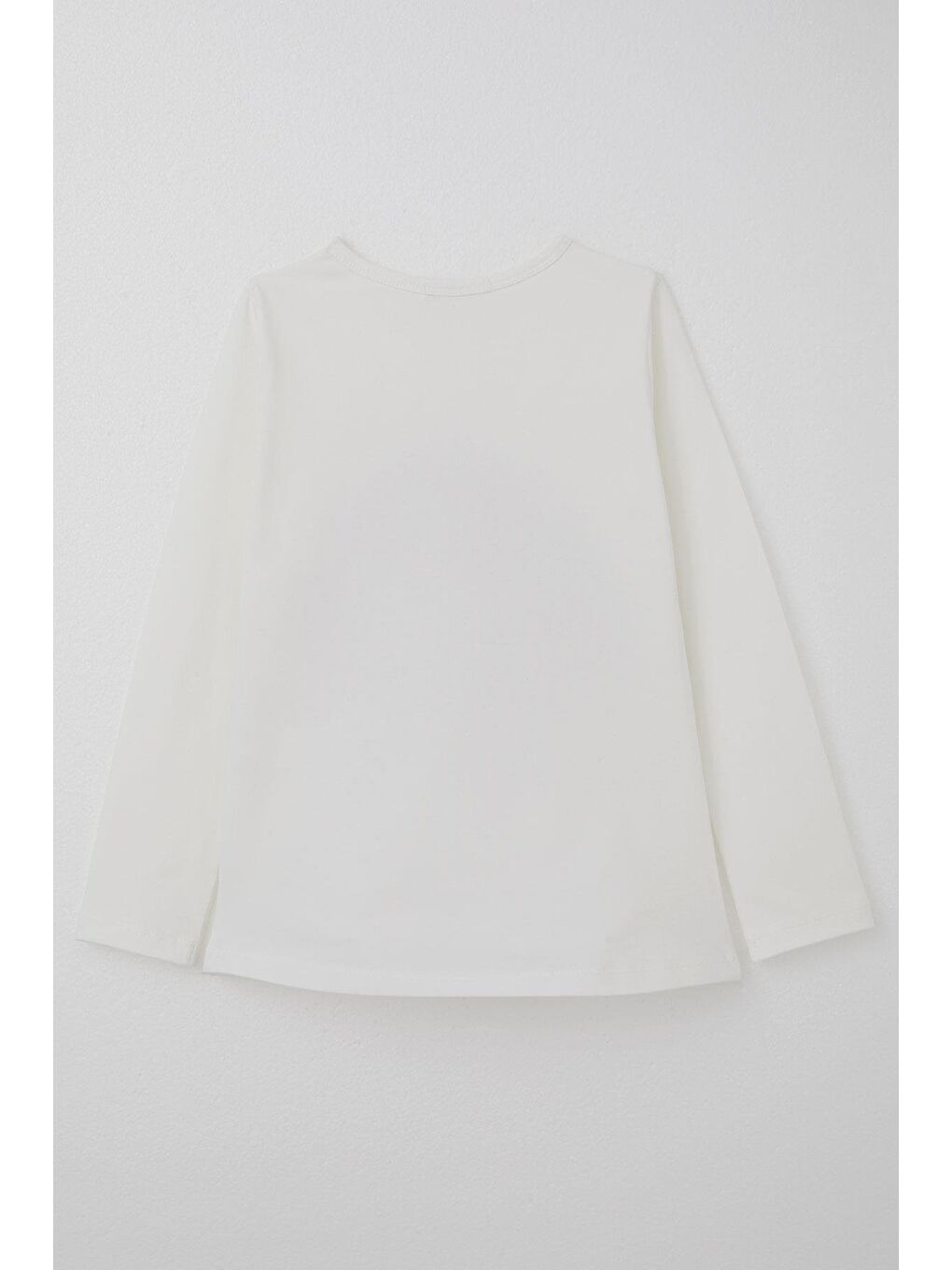 Kız Çocuk Uzun Kollu Tişört Şapkası Pullu Kız Baskılı Ekru (6-12 Yaş)-1