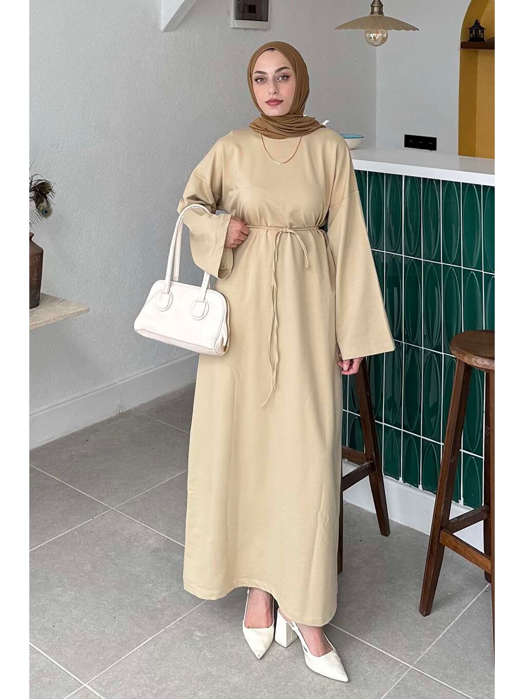 İki İplik Elbise Bej