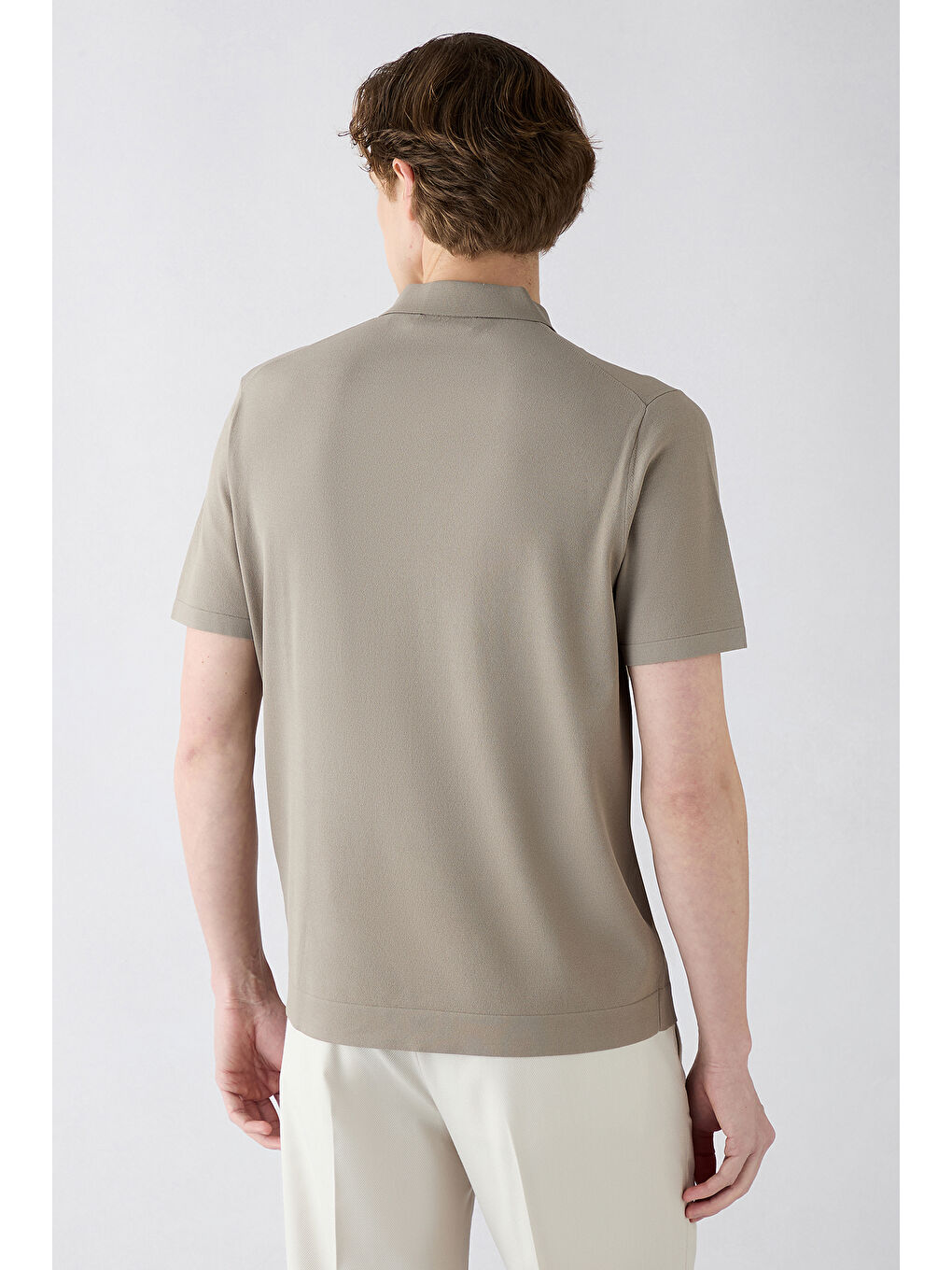 Bej Regular Fit Düğmeli Polo Yaka Örme Tişört-6