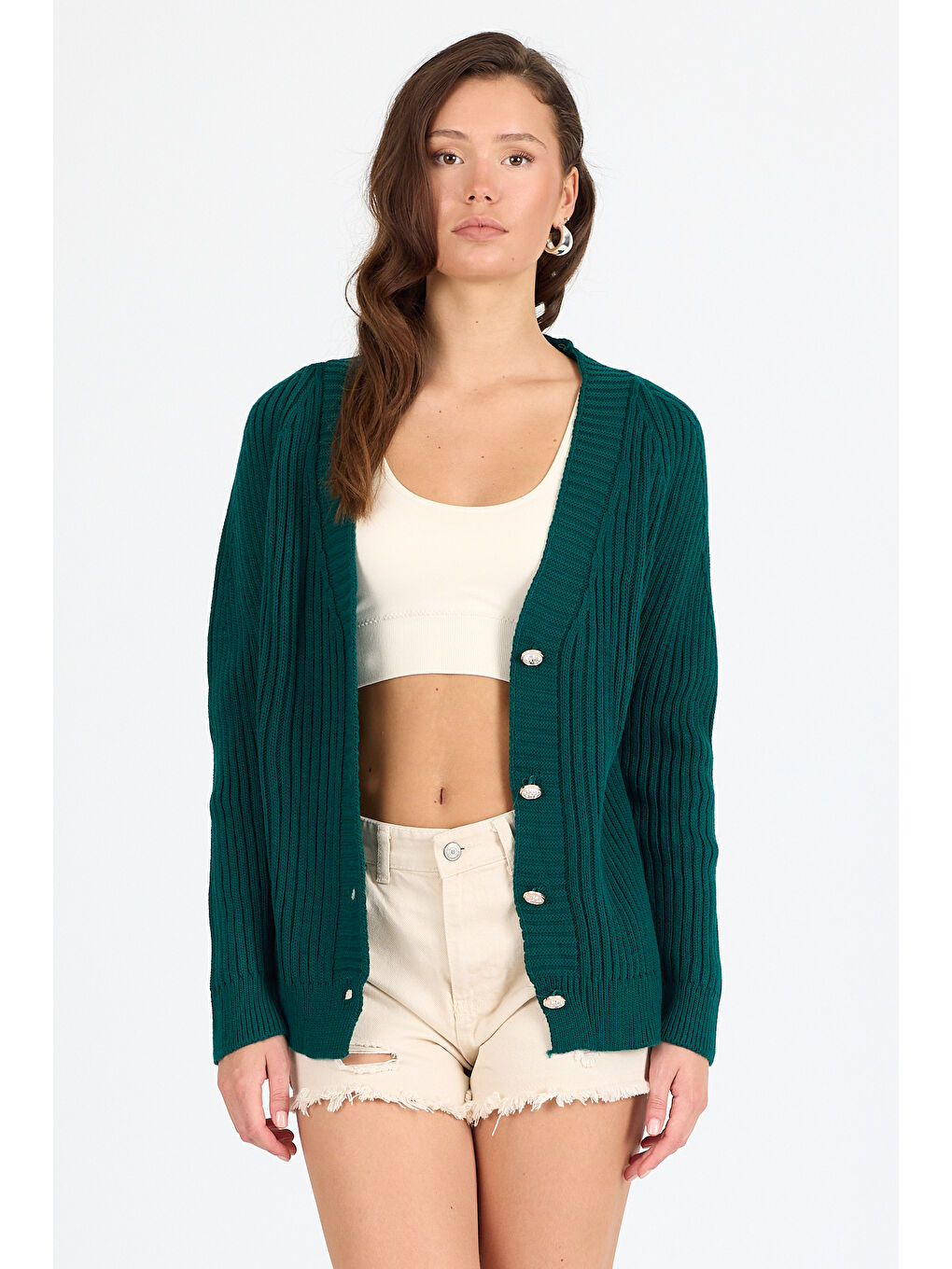 Yeşil Kadın Triko Kazak 4039 (Standart Beden s-m-l-xl Beden Uyumludur)-3