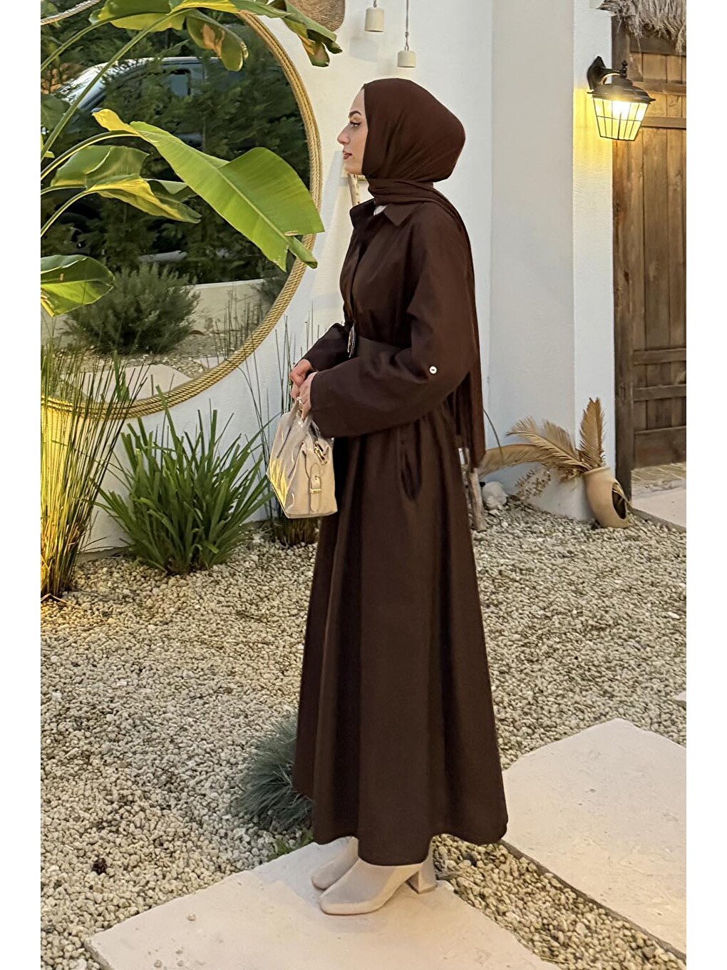Kemerli Elbise Acı Kahverengi-1