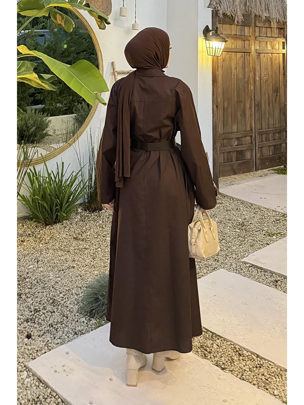 Kemerli Elbise Acı Kahverengi-3